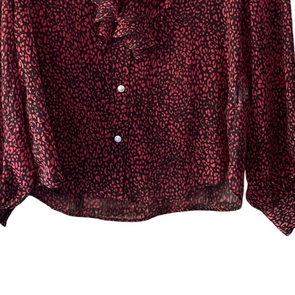 ZARA Ruffle Red Animal Print Sheer Blouse – Sze S - Picture 6 of 14